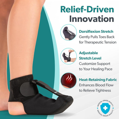 BraceAbility Plantar Fasciitis Night Splint Sock - Soft Plantar Fascia Boot for Sleeping, Achilles Tendonitis Relief, Foot Drop, Heel Pain - Plant...