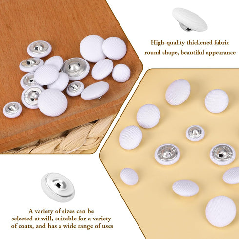 40 Pcs Satin Tuxedo Buttons White Buttons, Satin Covered Metal Shank Buttons, Vintage White Coat Sewing Button, Jacket Buttons Dress Buttons(18mm/...