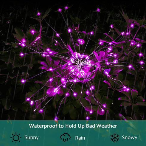 JJGoo Solar Garden Lights Solar Firework Lights, 2 Pack 120 LEDs 2 Lighting Modes Solar Lights Outdoor Waterproof for Garden Patio Walkway Pathway...