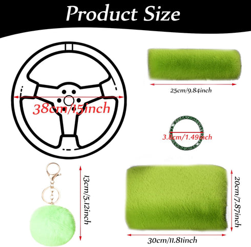 9-Pack Fluffy Car Accessories Set,Silence Shopping Fluffy Steering Wheel Cover Winter Warm Fur Steering Wheel Cover Fuzzy Car Decoration Accessori...