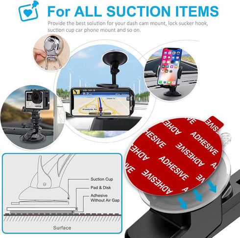 9 PCS 80mm(3.15 inches) Adhesives Pads for Dashboard/Windshield Suction Cup Mount, Transparent Double-Sided Sticker Windshield Mount Adhesives for...