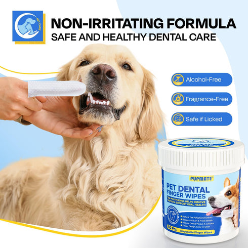 Dental Care Wipes for Dog- Teeth Cleaning Finger Wipes for Plaque and Tartar Removal, Safe & Gentle Disposable Toothbrush Wipes for Fresh Breath &...
