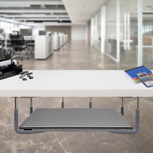 Skywin Rubberized Under Desk Laptop Mount - 3 Racks in 1 Set to Hold Under Desk Laptop Holder Organizer Rack with Screws (Laptop Not Included)...