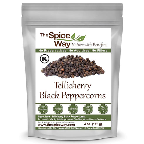 The Spice Way Whole Tellicherry Black Peppercorns - (4 oz) can be used as a grinder refill bulk....