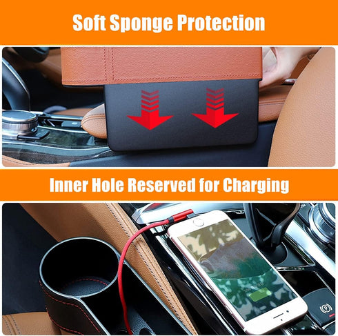 Car Seat Gap Filler Organizer Between Front seat car Organizer and Storage Box, Auto Premium PU Leather Console with Cup Holder, Car Pocket for In...