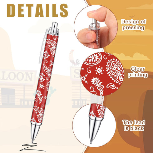 24 Pcs Western Theme Pens Bulk Cow Print Ballpoint Pens Cowboy Pens Western Cowboy Party Favors Black Retractable Gel Pens School Office Supplies ...