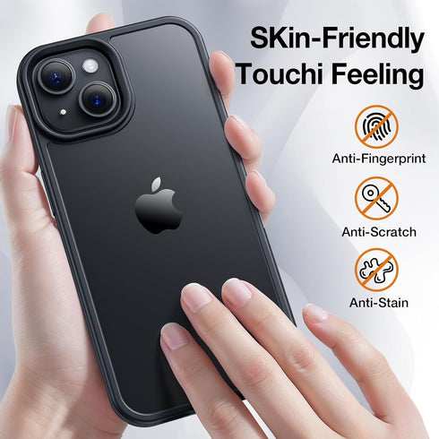 for iPhone 14 Phone Case, Shockproof for iPhone 13 Case, Military Grade Drop Protection, Protective Hard Back Slim Translucent Case for i 13 Phone...