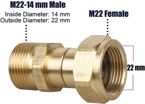 Sooprinse Pressure Washer Swivel Joint, Kink Free Gun to Hose Fitting, Anti Twist Metric M22 14mm Connection, 3000 PSI...