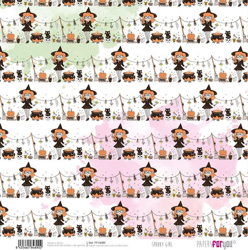 Papers For You - Scrapbooking and Craft Paper Kit | "Spooky Girl" Collection | Includes 10 Double Sided Papers with Different Designs | Size 12" x...
