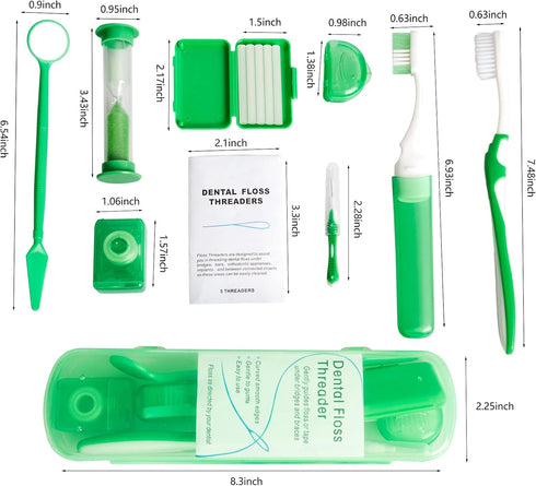 2 x Portable Orthodontic Oral Care Kit, Travel Kit for Patients, Interdental Brushing Wax Floss Toothbrush Cleaning...