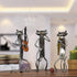 Too-arts A Playing Guitar Cat Metal Sculpture Iron Statue Handwork Handicrafts, 3 Funny Design...