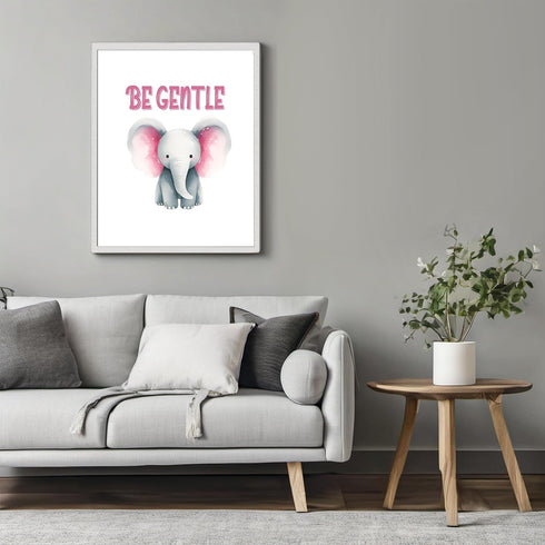 Posterizer 1 pcs-be gentle-cute elephant quote-Kids Room Art-Motivational & Inspirational Art-Gift for Daughter, Son, Kids-decor for nursery toddl...
