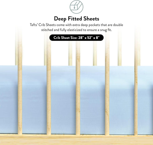 Tafts Crib Sheets, 100% Viscose derived from Bamboo Fitted, Girls, Boys & Unisex, 8 Inch Deep Pocket, Standard Crib & Toddler Mattress, Cooling, S...