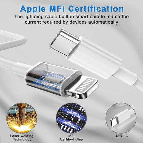 iPhone 14 13 12 Fast Charger,?Apple MFi Certified? 2Pack 20W Type C Fast Charger Block with 3FT 6FT 10FT USB C to Lightning Cable for iPhone 14 13...