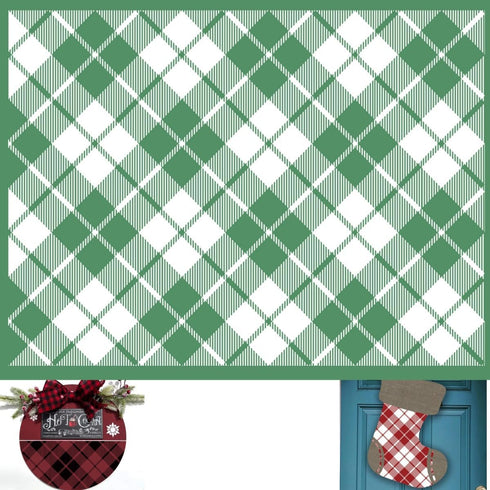Alinacutle Plaid Block Silkscreen Stencil,Reusable Self-Adhesive Silk Screen Printing, for Printing on Wood/Fabric/Paper, Home Decoration, Christm...