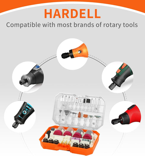 HARDELL Rotary Tool Accessories, 227pcs Power Rotary Tool Accessories Kit, 1/8"(3.2mm) Diameter Shanks, Universal Fitment for Easy Cutting, Polish...
