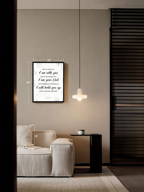 Isaiah 41:10 Don't be Afraid, for I am with you Bible Verse - FRAMED - Canvas Print Home Decor Wall Art, Gallery Wrap Inner Frame, 14x18, White...