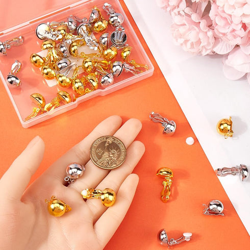 1 Box 40Pcs Earring Converter Brass Clip on Earrings & 40Pcs Ear Cushions Gold Silver Non-Pierced Earrings Components with Loop Jewelry Findings f...