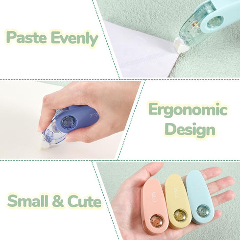 6-Piece Double Sided Tapes, Adhesive Glue Tape Roller for Scrapbooking Supplies, Dispenser Runner for Craft (Pastel)...