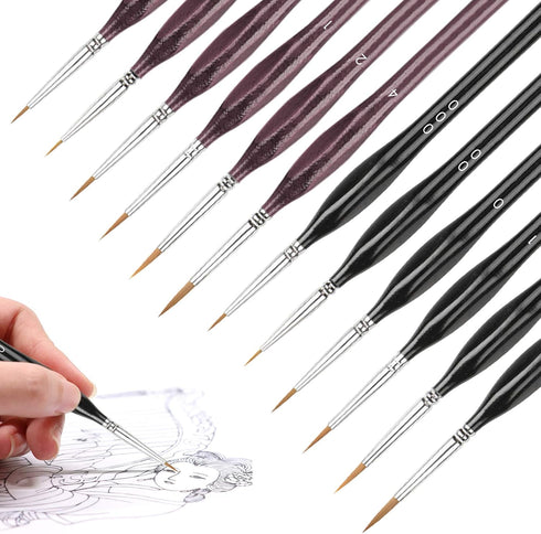 2 Pack Detail Paint Brushes Set, SourceTon Artist Paint Brushes Painting Supplies for Art Watercolor Acrylics Oil- 6 Pieces for Each Set- Black & ...