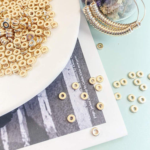 1200pcs 6mm Flat Disc Spacer Beads Round CCB Rondelle Beads Spacers for Bracelet Necklace Jewelry DIY Crafts Making (Gold)...
