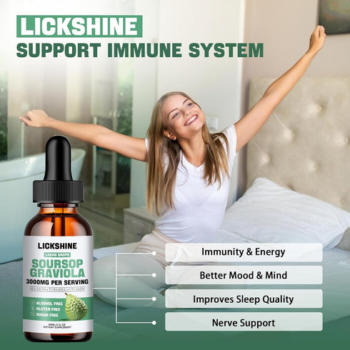 1 Packs 3000MG Soursop Graviola Liquid Drop for Cell Support &Regeneration, lmmune, Gut, Antioxidant, Mood, Relax, Liver and Sleep Zzz - Soursop G...