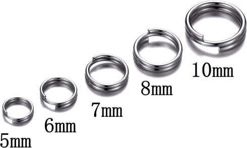 500pcs 304 Stainless Steel Split Rings, 5/6/7/8/10mm Double Loop Jump Ring Key Ring for Jewelry Making...