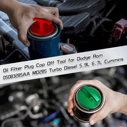 2 Pack Oil Filter Plug Tool-Aluminum Alloy,Oil Filter Plug Cap Off Tool Compatible with Dodge Ram 05083285AA MO285 Turbo Diesel 5.9L 6.7L for Cumm...