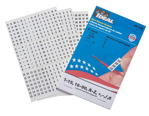 Ideal Industries 44-109 Plastic-Impregnated Cloth Self-Sticking Wire Marker Booklet 1/4 inch x 1-1/2 inch Legend...