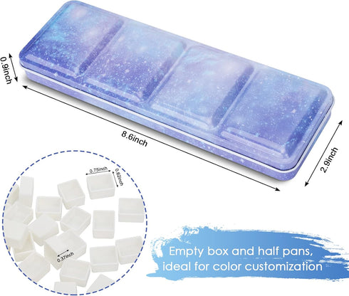 Empty Watercolor Palette, Metal Empty Watercolor Tin Palette Paint Case with Fold Out Palette with 37 Empty Half Pans for DIY Painting Tray Palett...