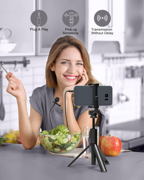 PoP voice Professional Lavalier Lapel Microphone Omnidirectional Condenser Mic for iPhone Android Smartphone,Recording Mic for Youtube,Interview,V...