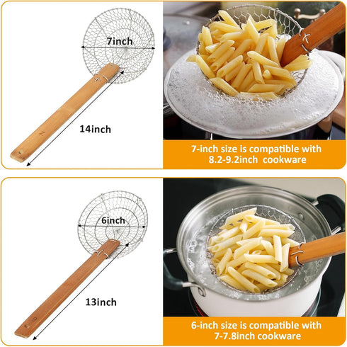 Stainless Steel Spider Strainer Asian Kitchen Wire Food Cooking Skimmer With Natural Bamboo Handle, 6-Inch, Hand-Made...