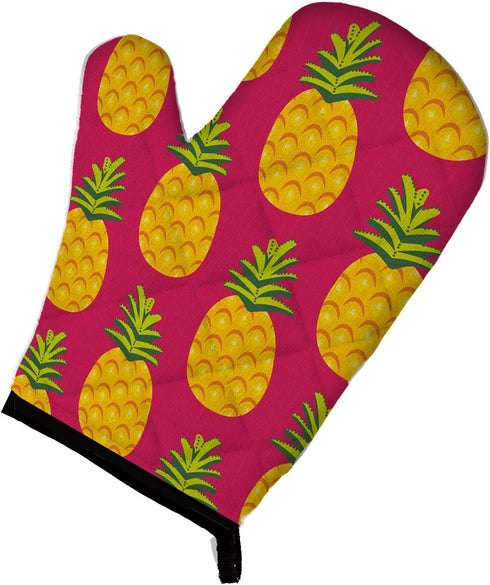 Caroline's Treasures BB5136OVMT Pineapples on Pink Oven Mitt Heat Resistant Thick Oven Mitt for Hot Pans and Oven, Kitchen Mitt Protect Hands, Coo...