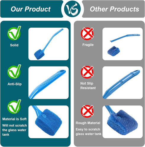 Ntrjtrss Fish Tank Cleaner, Double Sided Sponge Aquarium Cleaner Water Tank Cleaner - Fish Tank Algae Cleaner Fish Tank Glass Cleaner Tank Cleanin...
