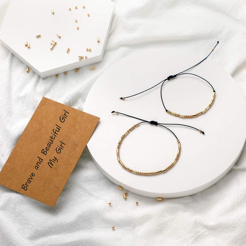 DIY Morse Code Bracelet Making Set, 800 Round Spacer Beads, 800 Long Tube Beads, 20 Morse Code Decoding Card and 2 Rolls 66 ft Waxed Polyester Twi...