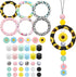 ZOCONE Silicone Beadable O Rings 65mm Silicone Bead Ring Round Silicone Bead Loop with Silicone Focal Bead for DIY Necklace Keychain Car Charm Jew...