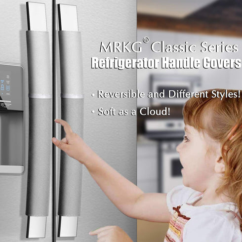 MRKG Refrigerator Door Handle Covers, Keep Your Kitchen Appliance Clean from Smudges, Drips, Food Stains, Oil, Washable Without Fading or Cracking (Gray, 2pcs)