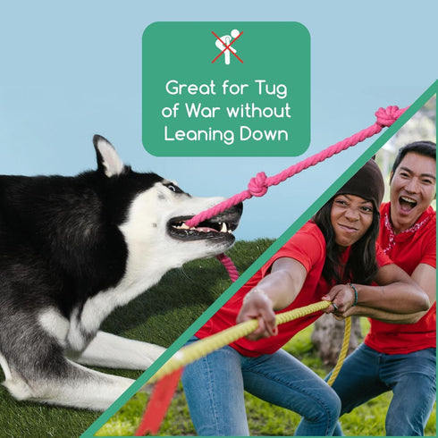 Tough Tug Rope Dog Toy - (Pink 5 ft Long Strong and Durable Rope Pull Toy with Handle) TUG of WAR Dog Toy...