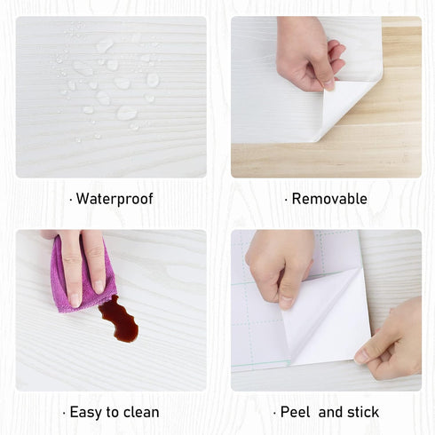 White Wood Peel and Stick Wallpaper for Kitchen Cabinets WhiteContact Paper for Countertops Wooden Textured Contact Paper Stick and Peel Wall Pape...