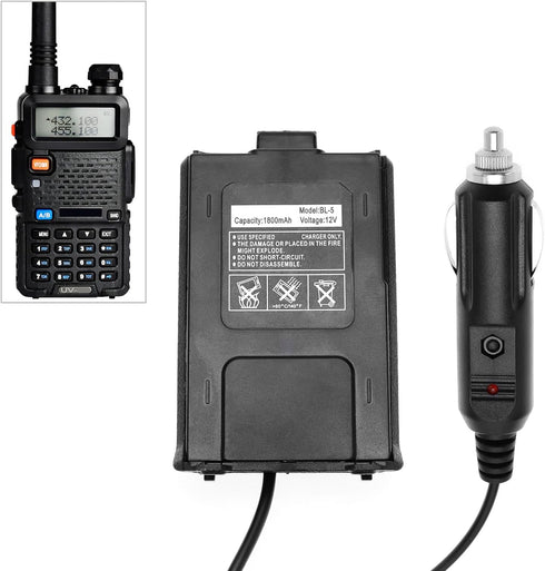 Create idea Car Power Adapter for Walkie-Talkie Compatible with Baofeng UV-5R/ UV-5RE Plus/UV-5RA Plus Car Intercom Power Adapter 12V Black......