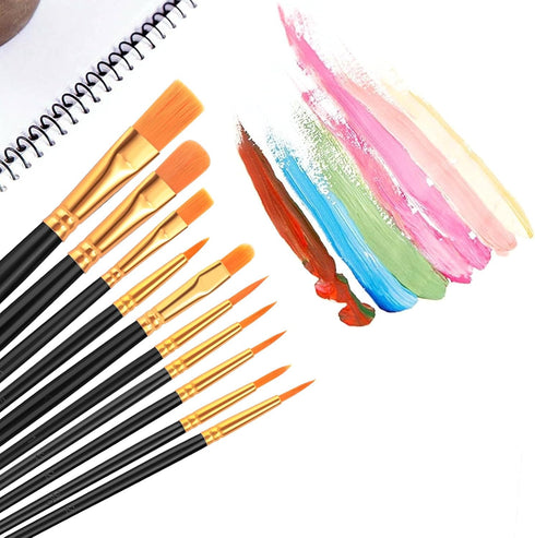 AROIC Acrylic Paint Brush Set, 2 Packs / 20 pcs Nylon Hair Brushes for All Purpose Oil Watercolor Painting Artist Professional Kits (Black)...