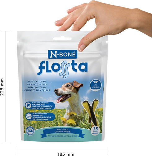 N-Bone FLOSSta Dual Action Dental Chews Mint Flavor, 6.4-oz bag...