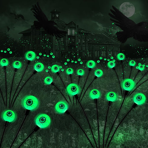Halloween Decorations Outdoor Solar Scary Eyeball Lights,2PACKS 12LED Green Eyeball Swaying Firefly Lights,Waterproof Solar Halloween Path Lights ...