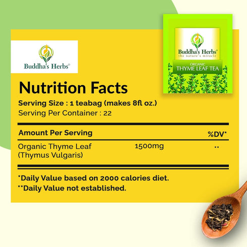 Organic Thyme Leaf Tea (Pack of 4, 88 Tea Bags) - Decaffeinated Healthy Tea for Digestive Support - Organic Herbal Tea Bags w/Natural Ingredients ...