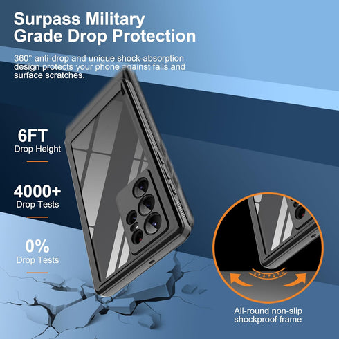 Samsung Galaxy S22 Ultra Waterproof Case with Built-in Screen Protector - Rugged Full Body Underwater Dustproof Shockproof Drop Proof Protective C...