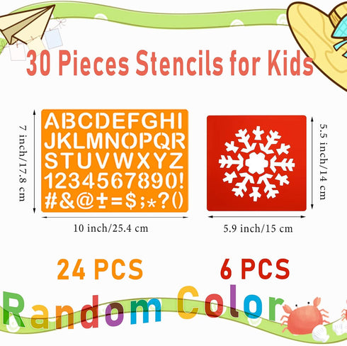 Stencils for Kids, 30pcs Plastic Drawing Stencils Set with 400+ Images, Variety of Shapes and Subjects...