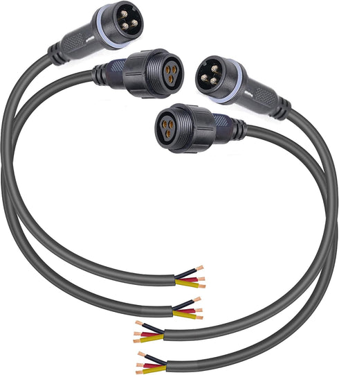 Waterproof Connectors 3 Wire,12AWG Male Female Plug LED Connector with 3Pin Waterproof Connectors,IP68 25CM Extension Cable for Car, Truck, Boat,L...