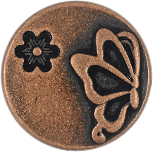Bezelry 10 Pieces Butterfly and Flower Metal Shank Buttons. 20mm (3/4 inch) (Antique Copper)...