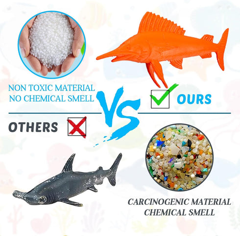 OuMuaMua 33 Pack Sea Animal Figure Toys Plastic Mini Ocean Animals Realistic Small Sea Creature Figure Toys Fake Under The Sea Creatures Bath Toys...