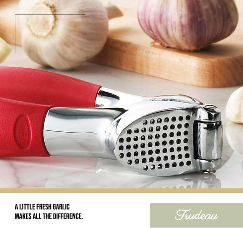 Trudeau Garlic Press - Effortless Garlic Crusher with Built-In Cleaning Aid, Large Garlic Chamber, Comfortable Ergonomic Handle, BPA-Free & Dishwa...
